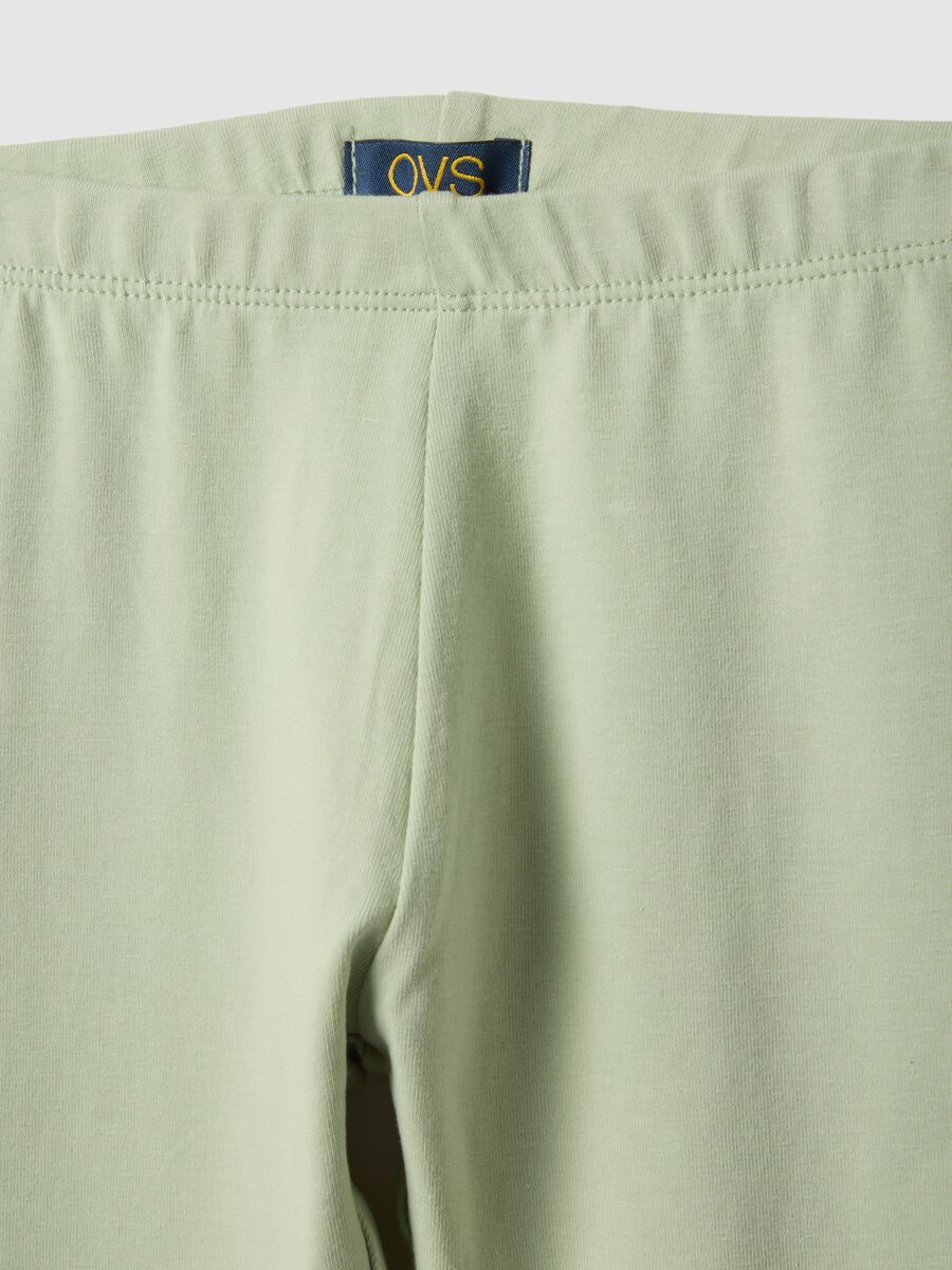 Girls' Slim Fit Green Stretch Cotton Leggings_2
