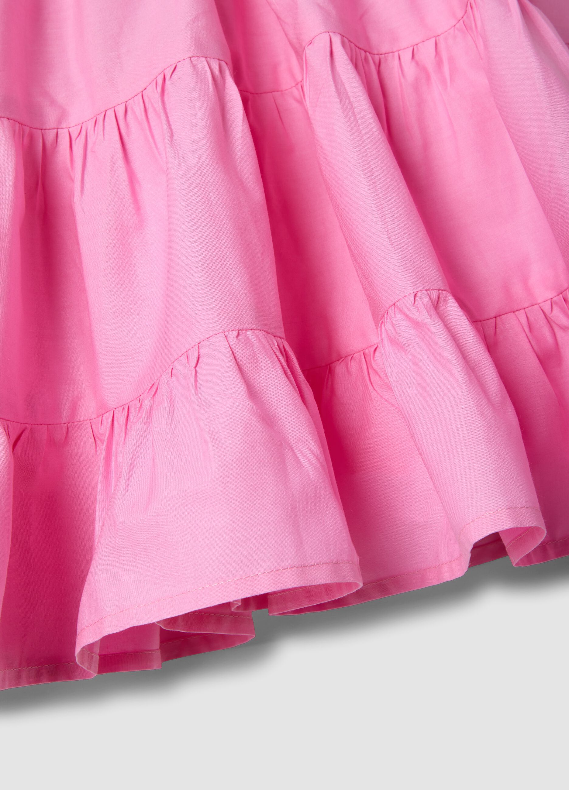 Girls' Pink Sleeveless Pure Cotton Dress with Ruffle Detail