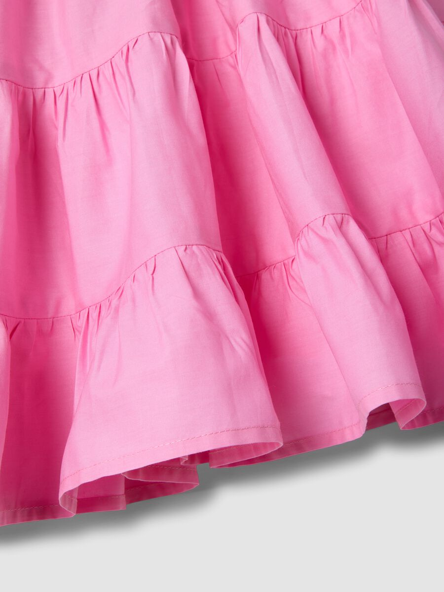 Vestito senza maniche in puro cotone rosa da bambina con volant_3