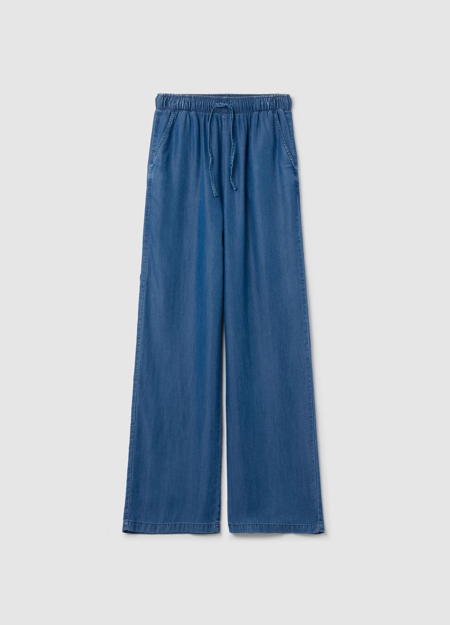 Joggers fluido a gamba larga effetto denim