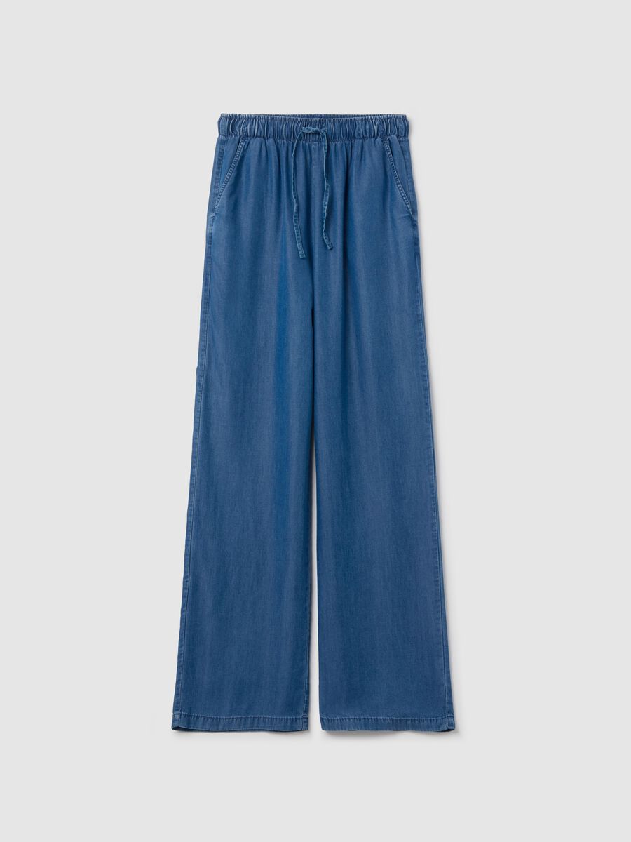 Denim-effect wide-leg fluid joggers_4