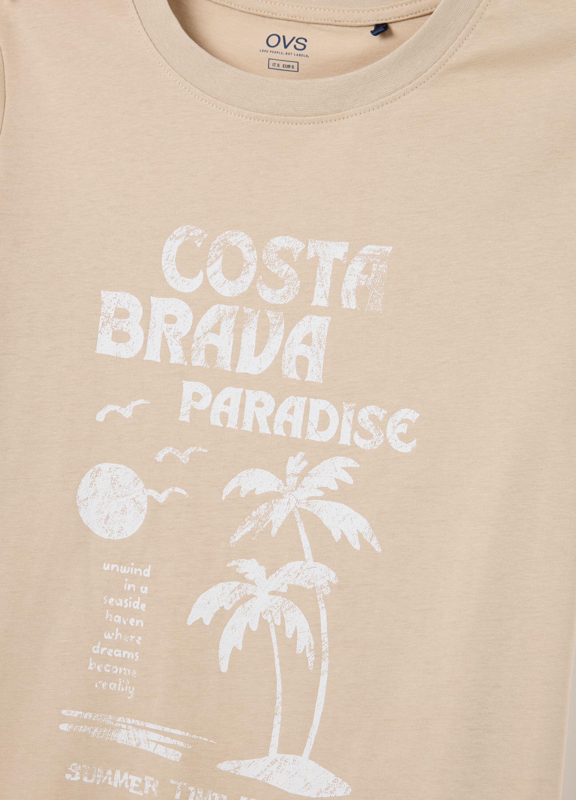 Women's beige pure cotton T-shirt regular fit