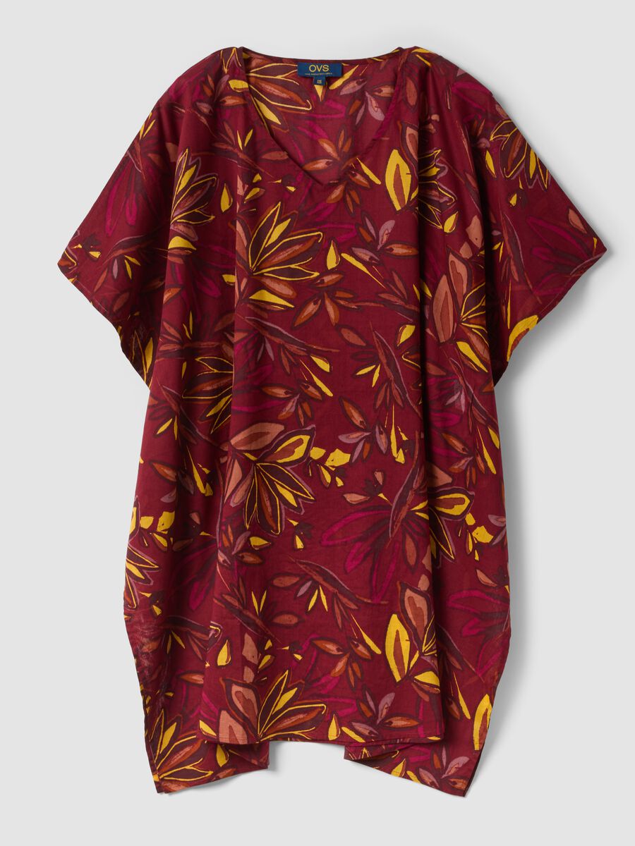 Copricostume in puro cotone multicolor con motivo floreale_4