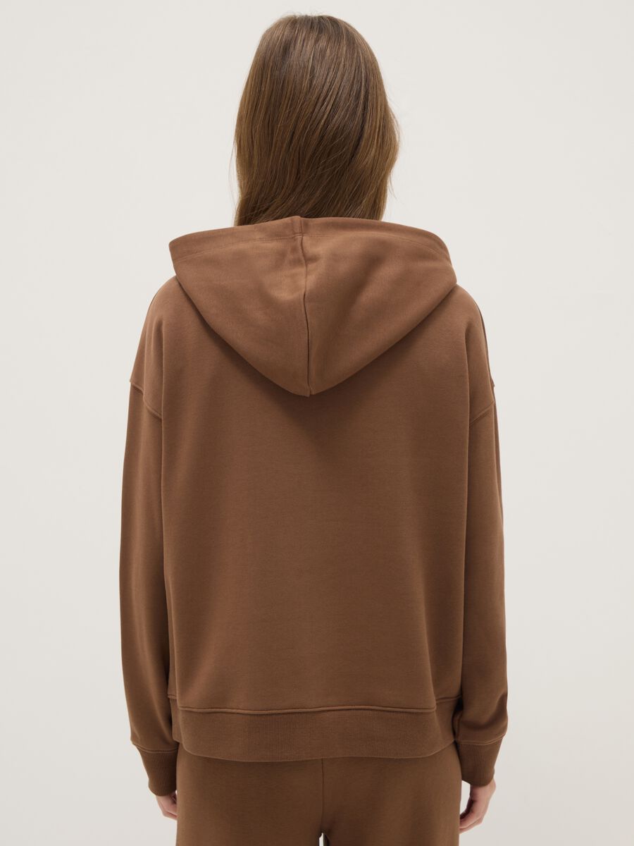 Brown cotton blend hoodie regular fit_2