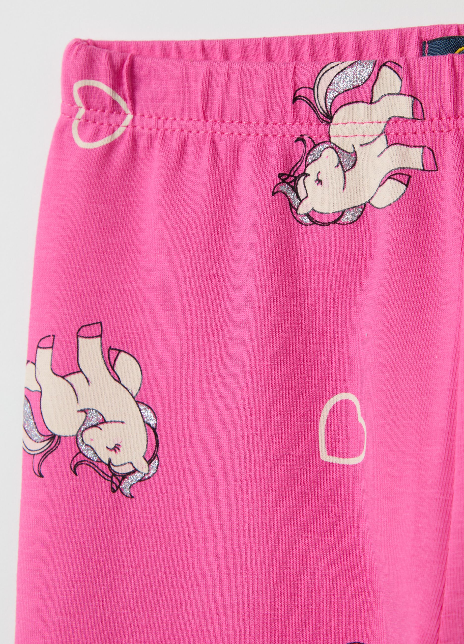 Stretch cotton leggings with glitter print