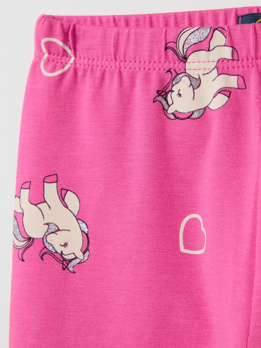 Stretch cotton leggings with glitter print_2