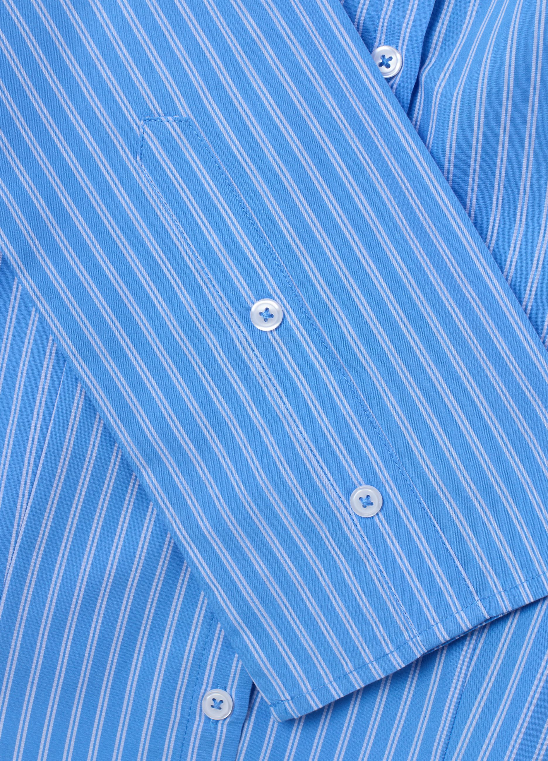 Blue slim fit pure cotton shirt