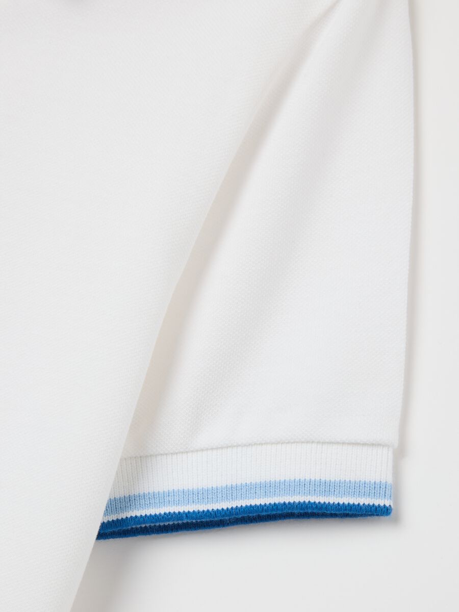 Cotton polo shirt with striped trims_2