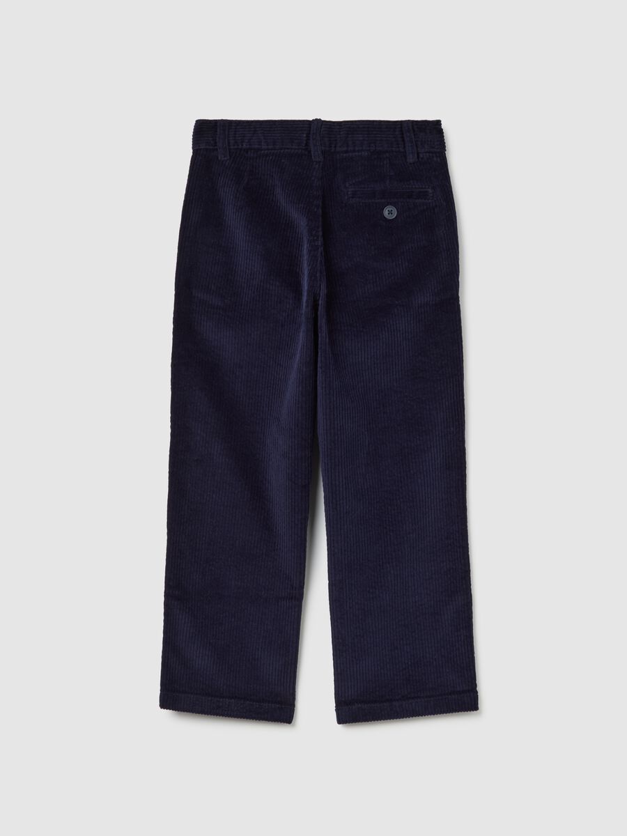 Children's blue trousers in stretch cotton and regular fit velvet_4