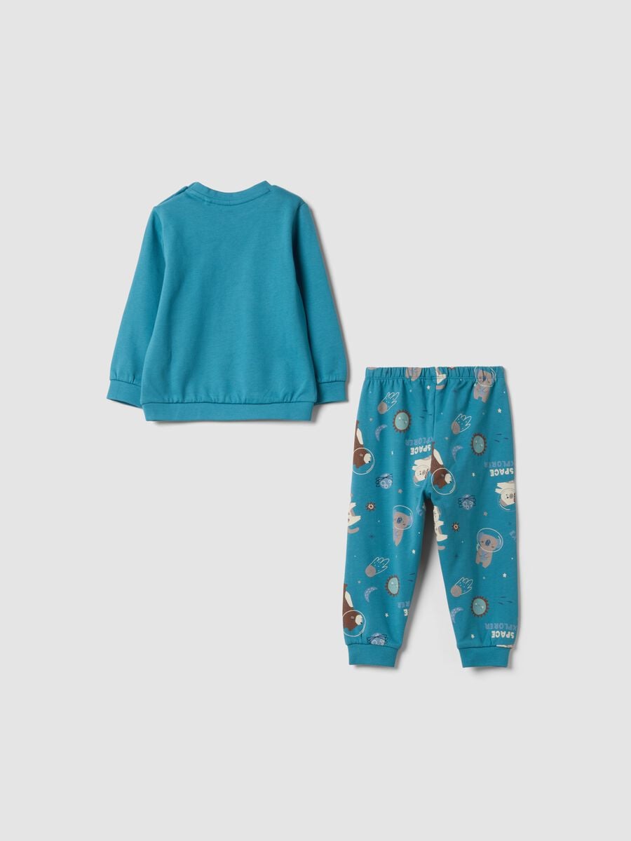 Air force blue organic cotton crew-neck pyjamas_1