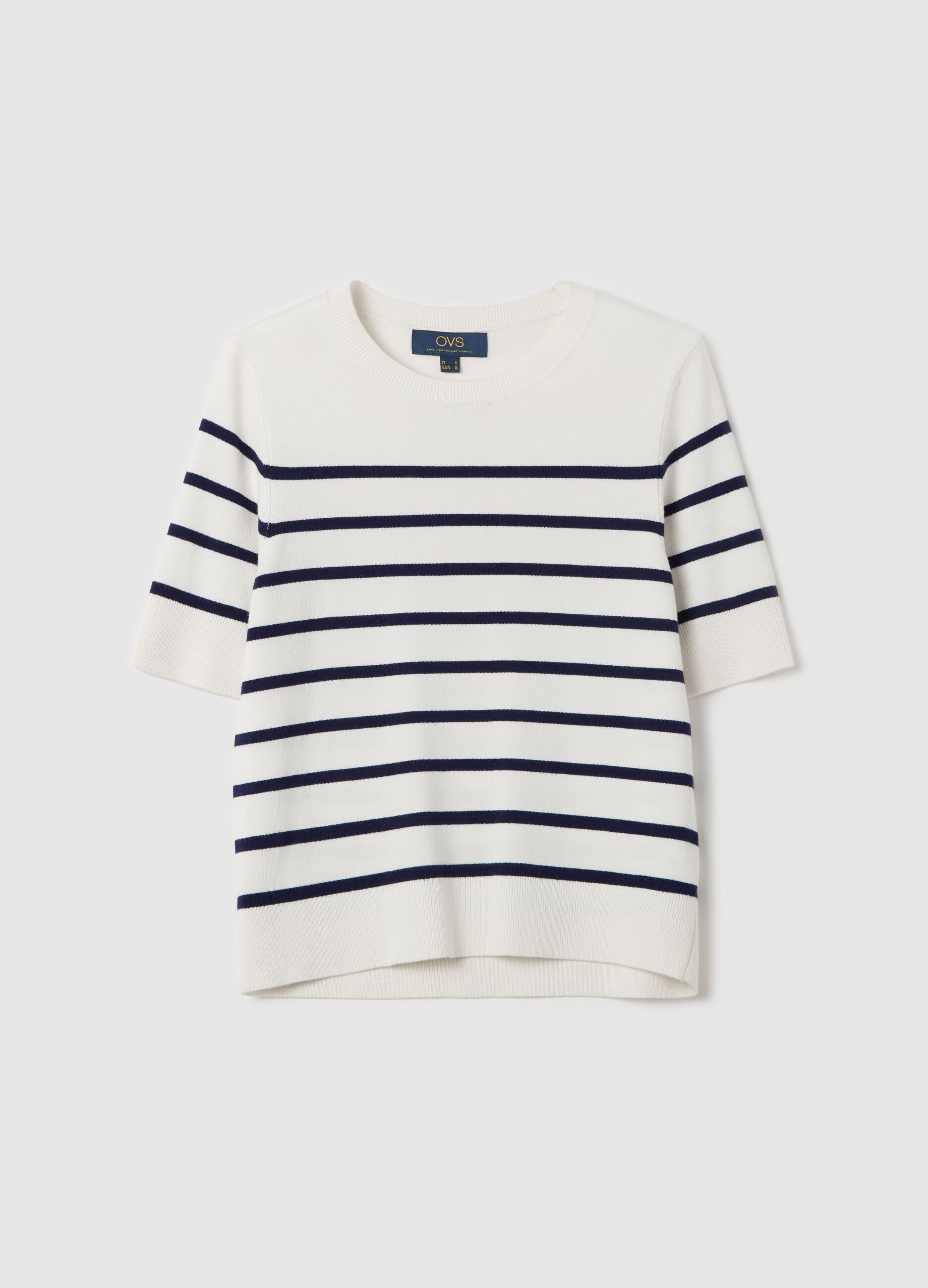 Short-sleeved top with striped design