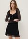 Regular fit black lace dress with square neckline_0