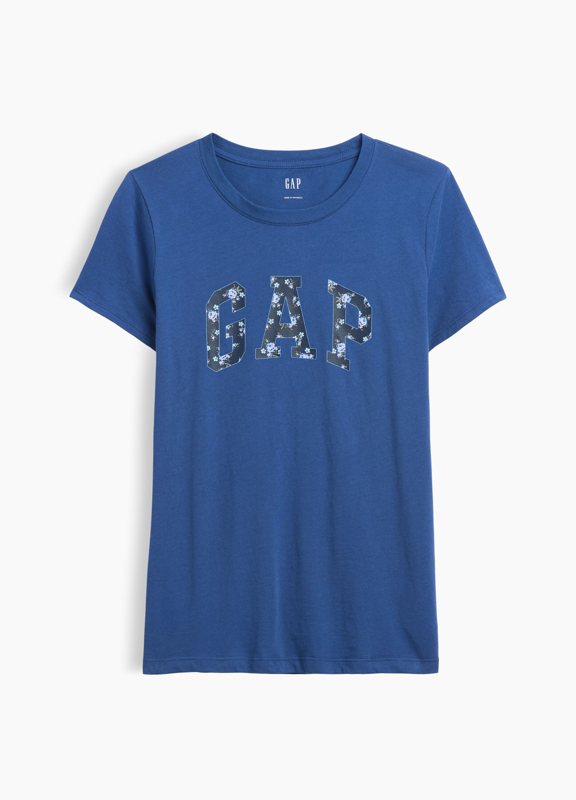 Navy pure cotton T-shirt with floral GAP logo