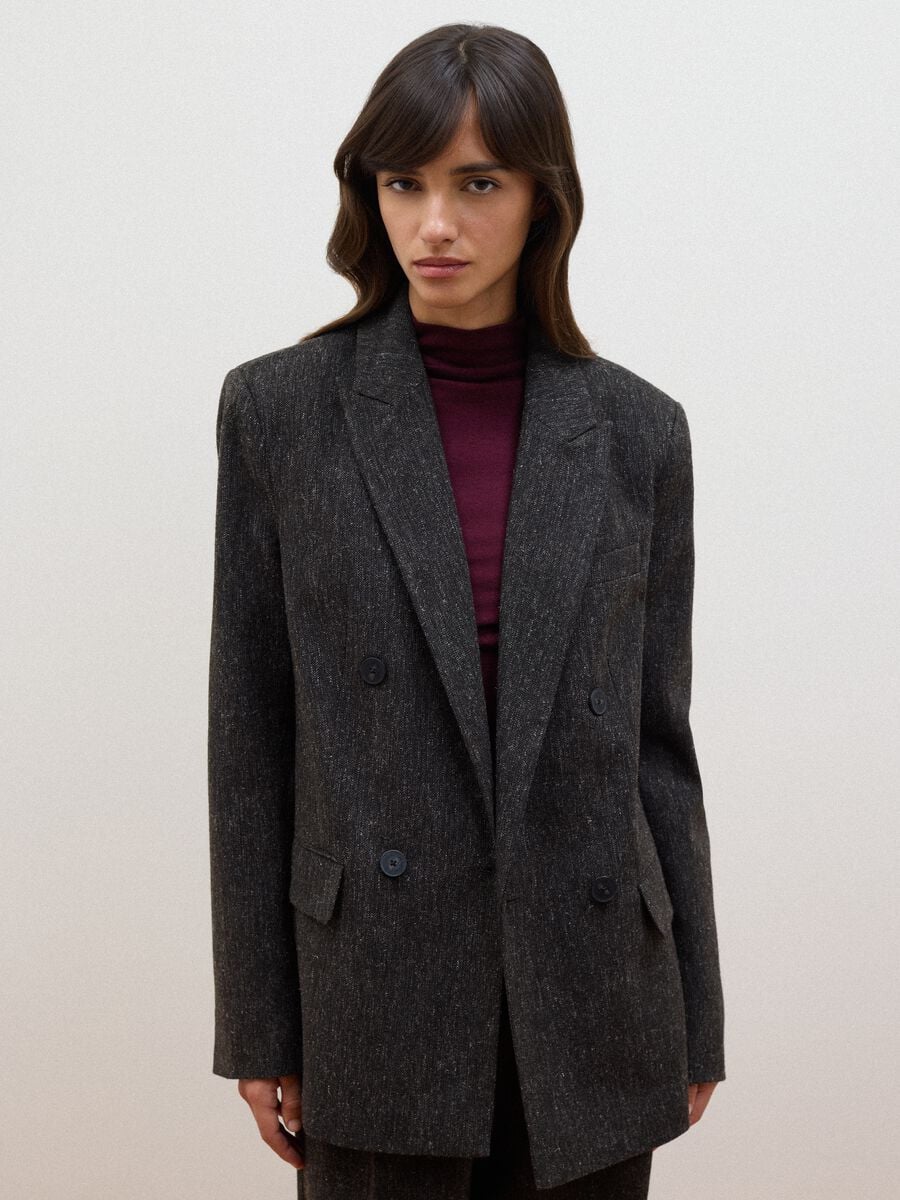 Brown wool and viscose-blend blazer_1