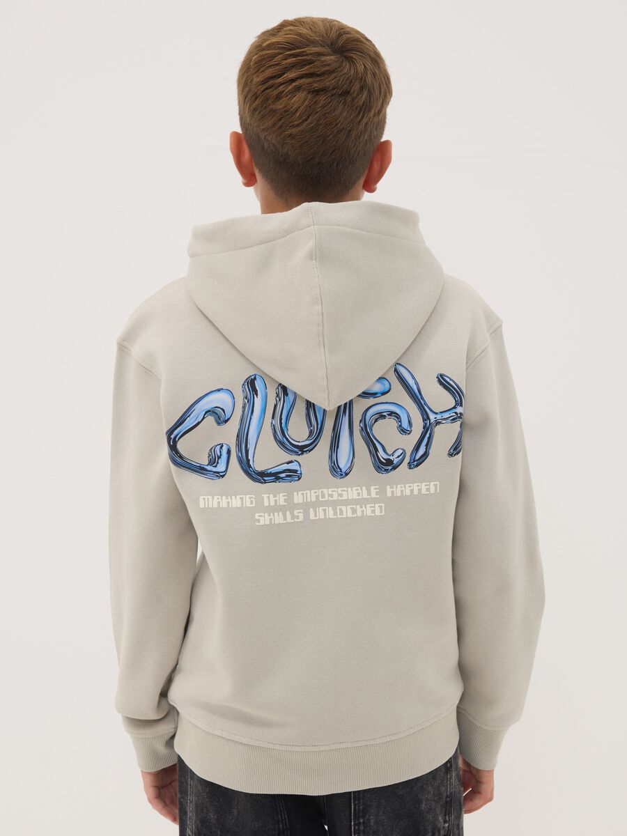 Grey oversized cotton-blend hoodie with print for boys_2