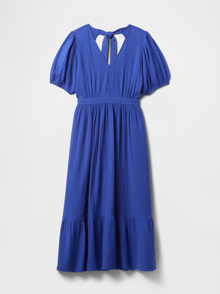 Blue Midi Dress with Short Sleeves_5