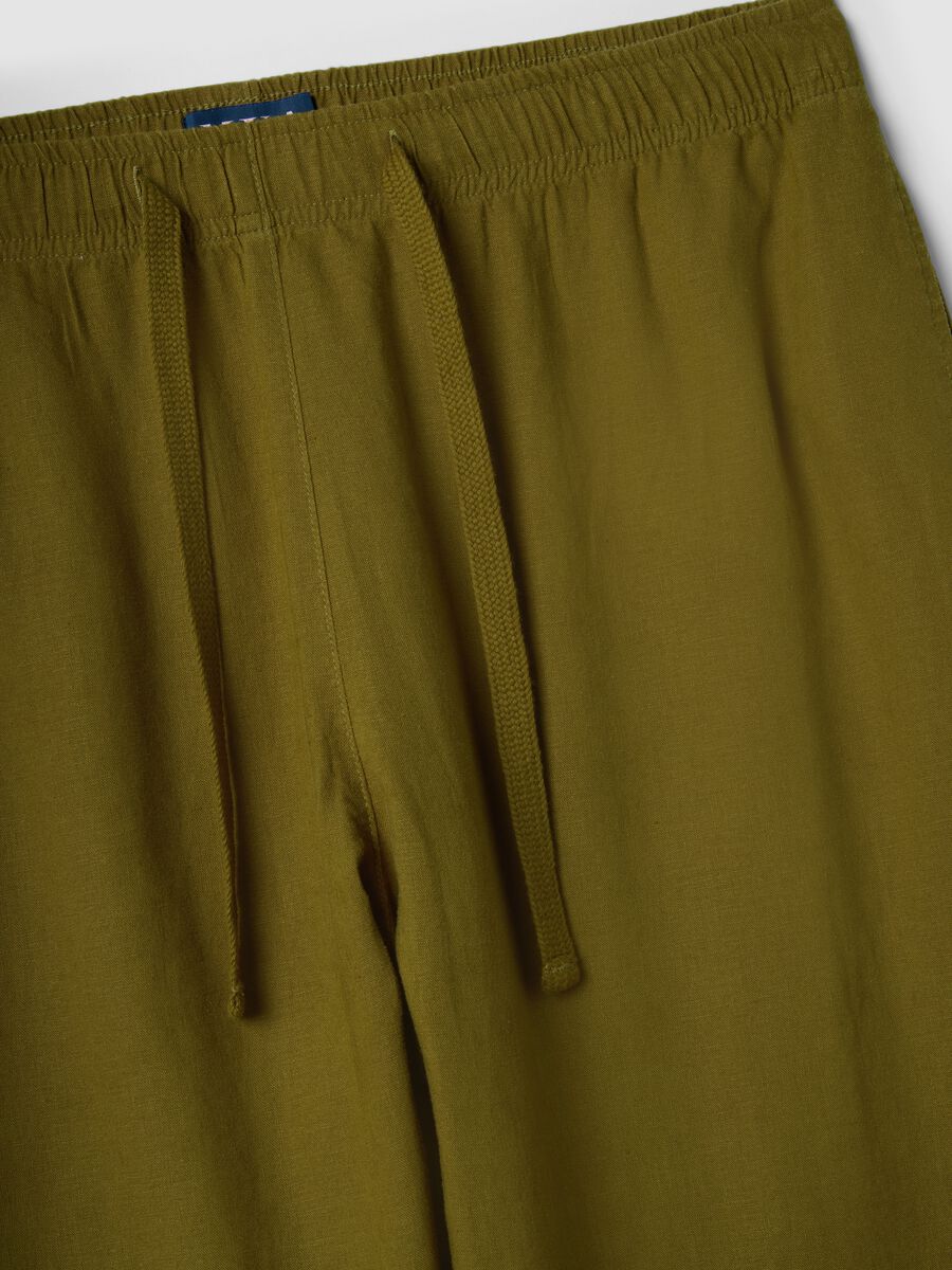 Pantaloni in misto lino verde regular fit_5