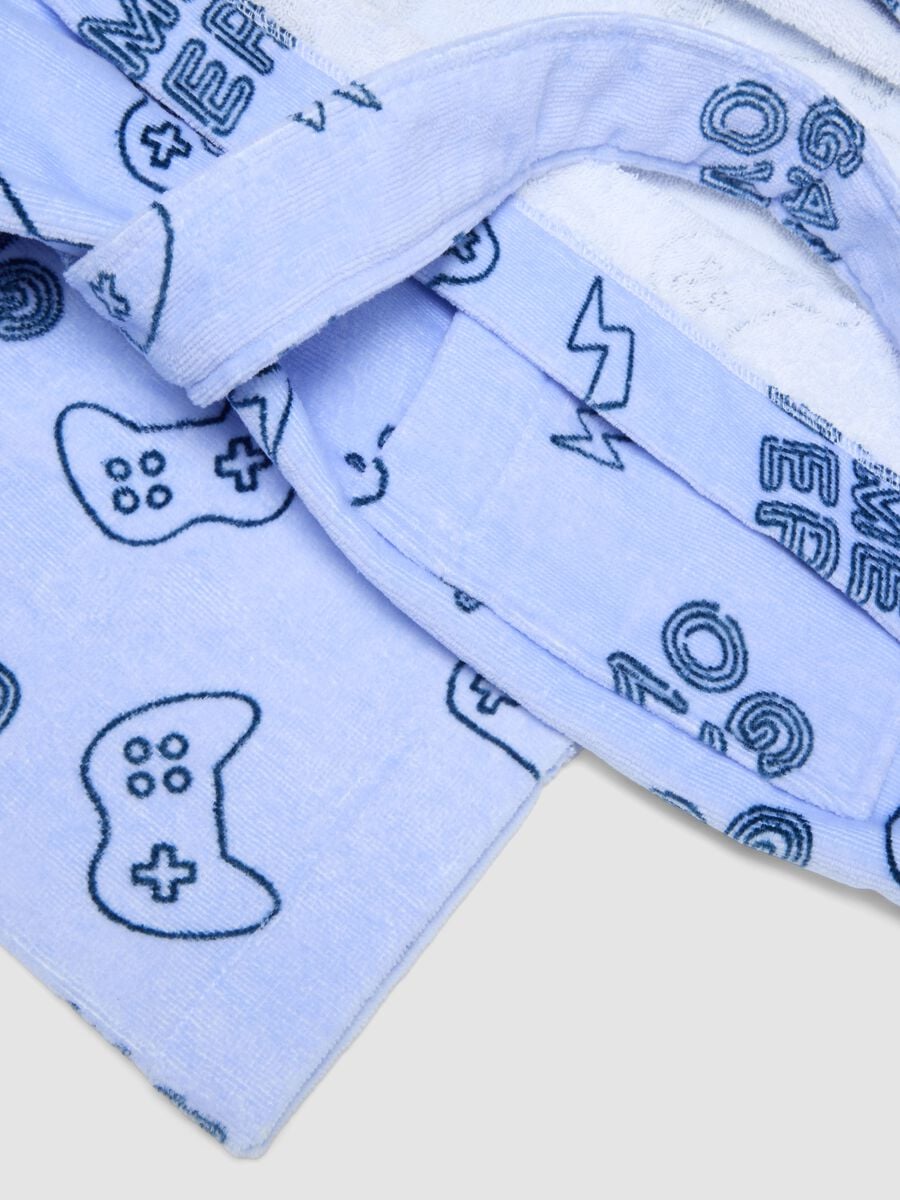 Light blue pure organic cotton hooded bathrobe_3