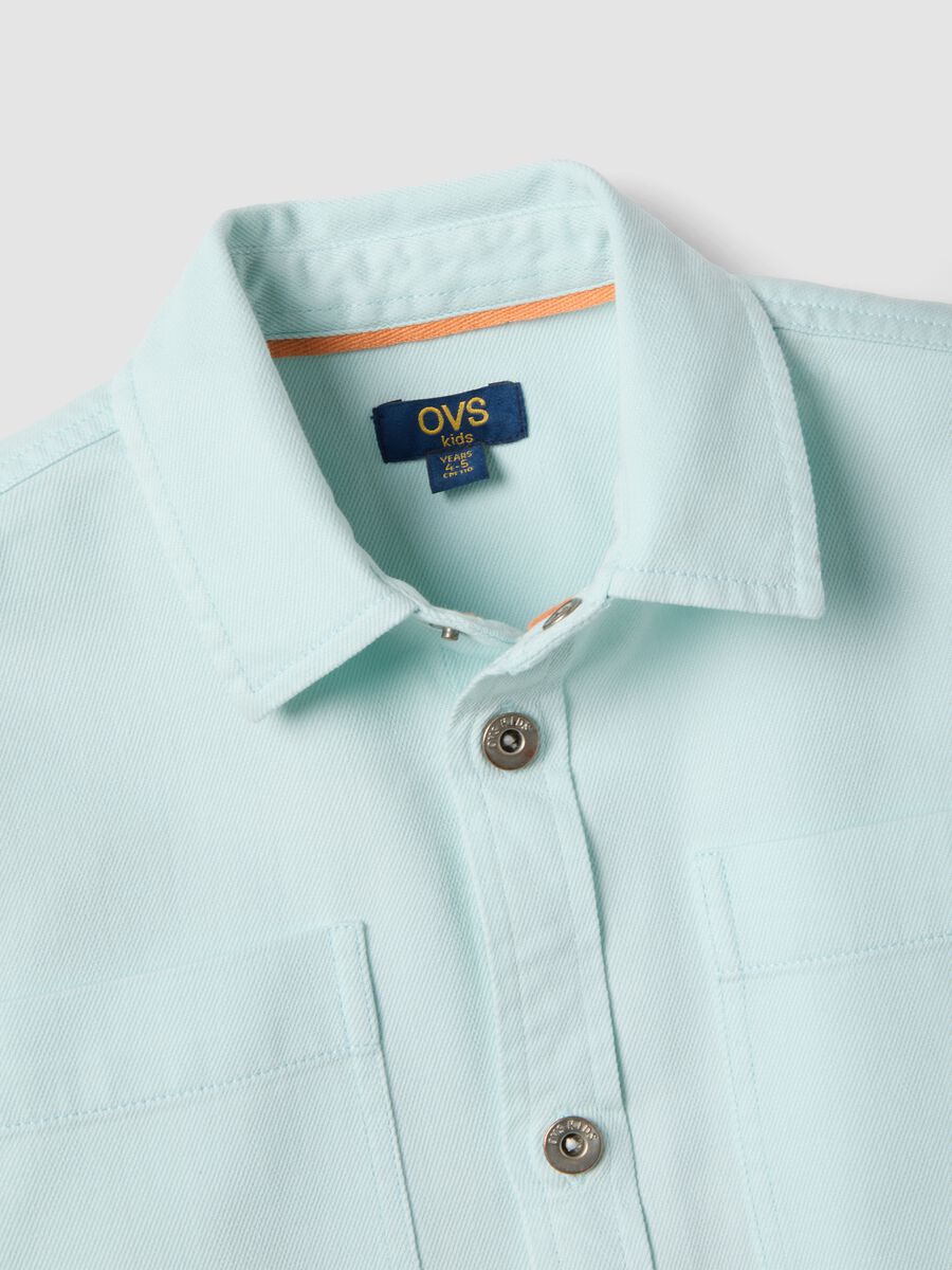 Camicia in misto cotone azzurra da bambino oversize fit_2