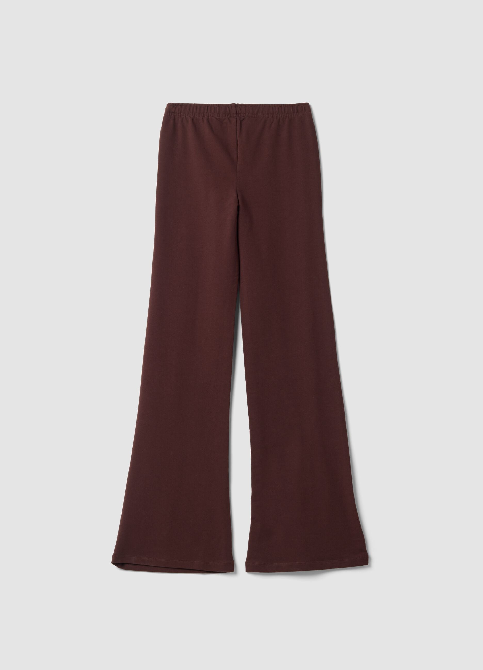 Brown flared joggers in pure cotton