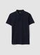 Short-sleeved blue pure cotton polo regular fit_4