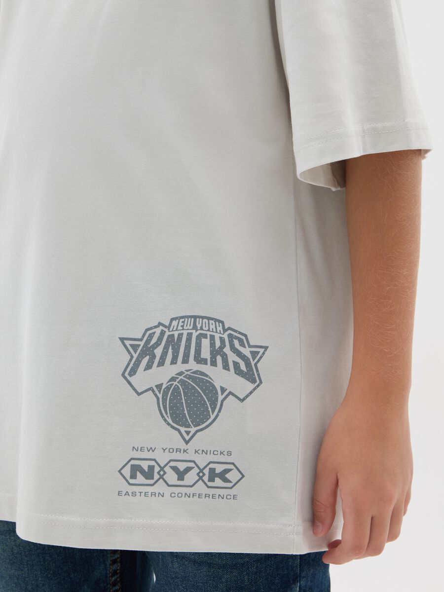 Children's grey pure cotton T-shirt regular fit with New York Knicks print_2