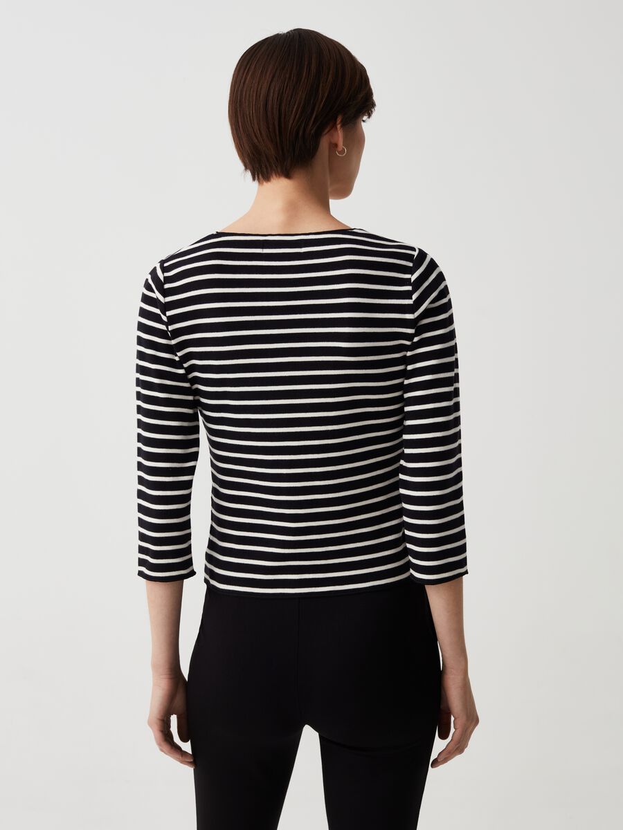 Striped T-shirt with three-quarter sleeves_2