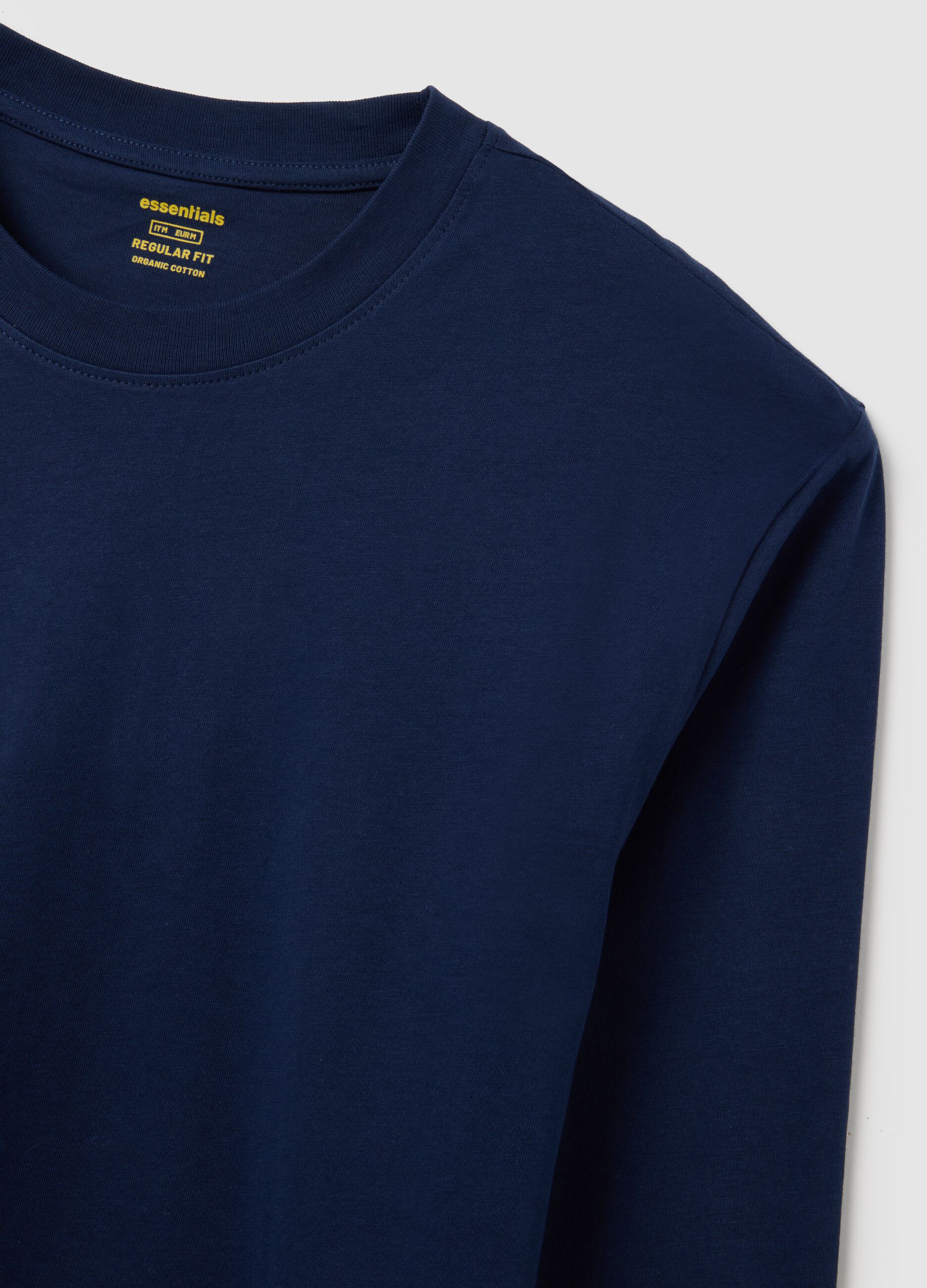 Maglia in puro cotone blu regular fit