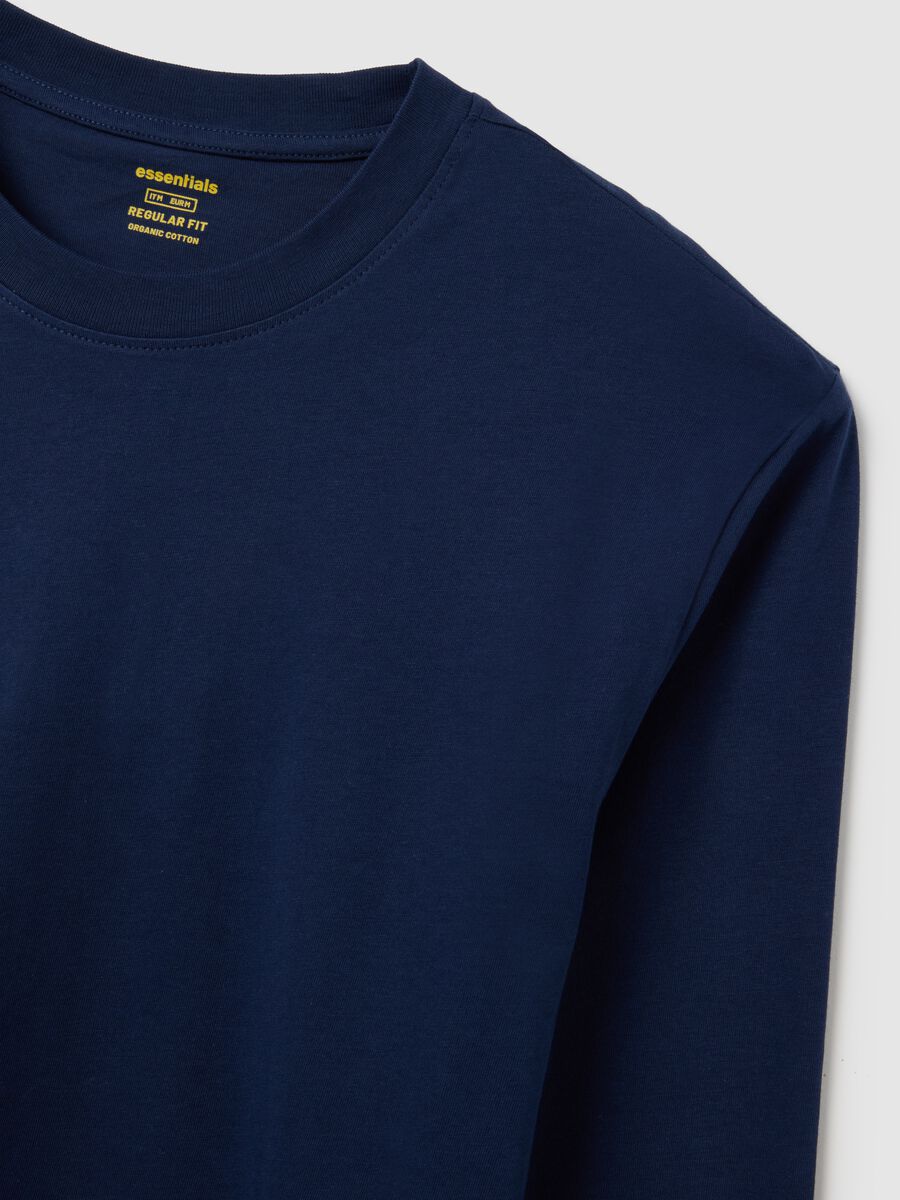 Maglia in puro cotone blu regular fit_5