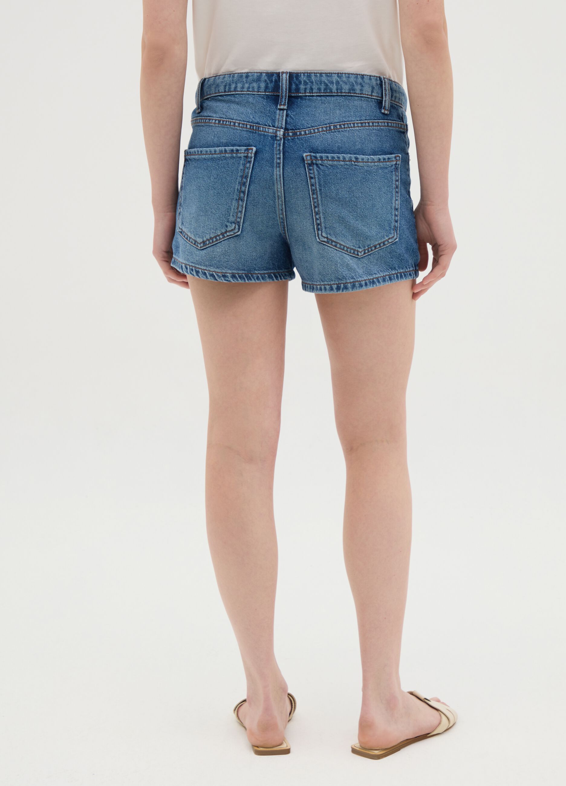 Women's regular fit pure cotton denim shorts