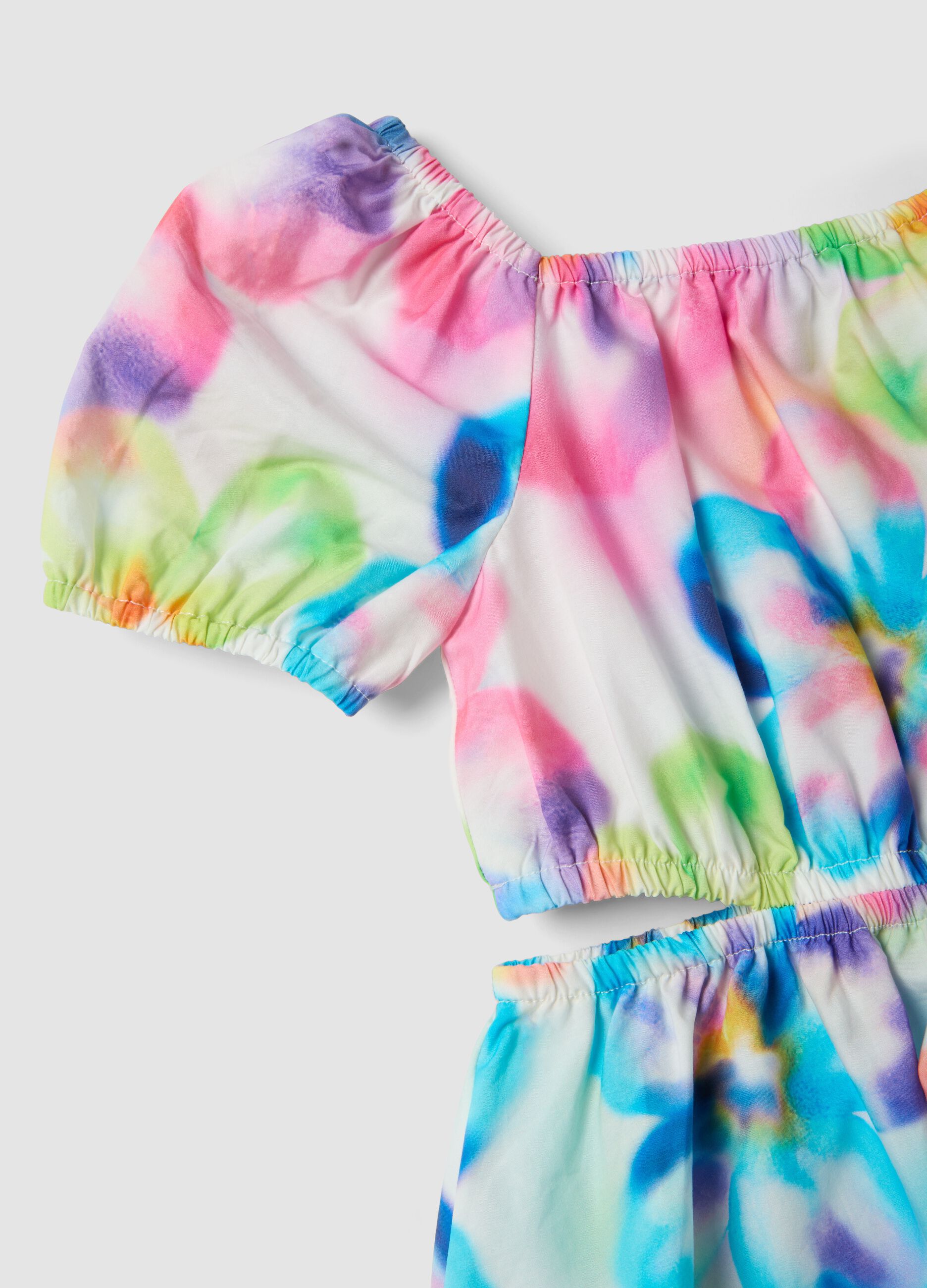 Multicolour pure cotton floral dress, regular fit