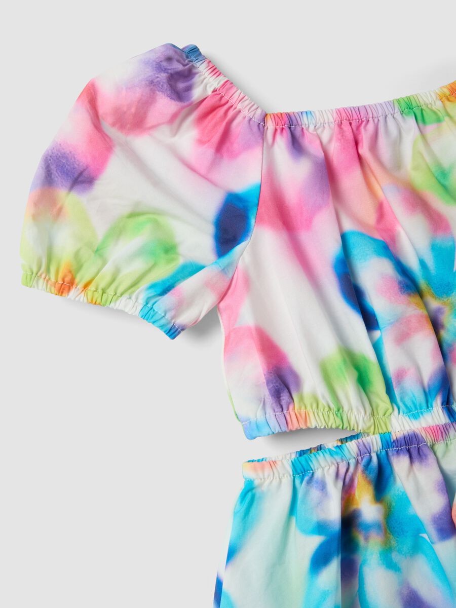 Multicolour pure cotton floral dress, regular fit_3