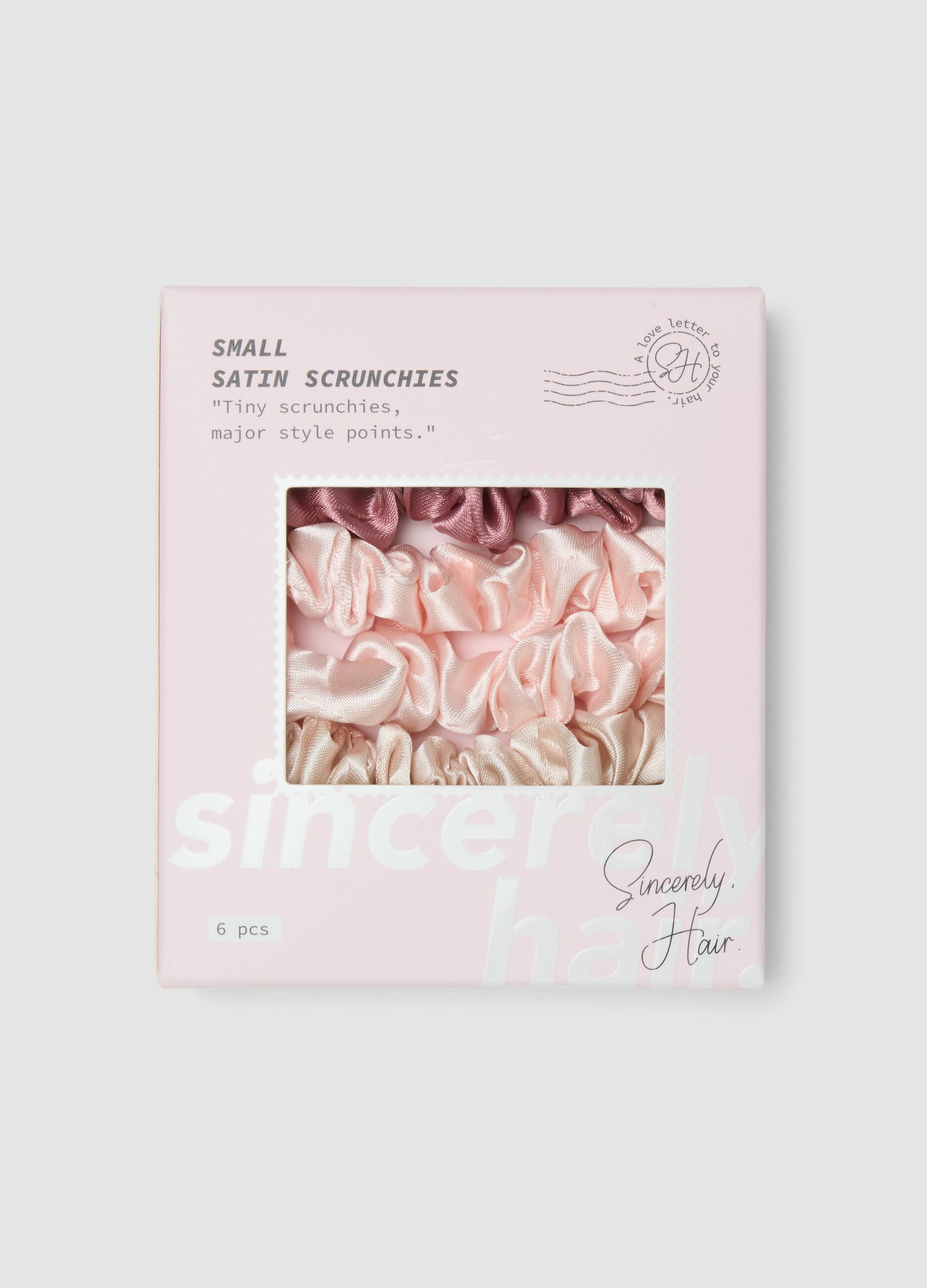 SINCERELY HAIR Small Satin Scrunchies (6-Pack) Pink & Mauve