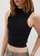 Women's Black Mixed Fitted Top_3