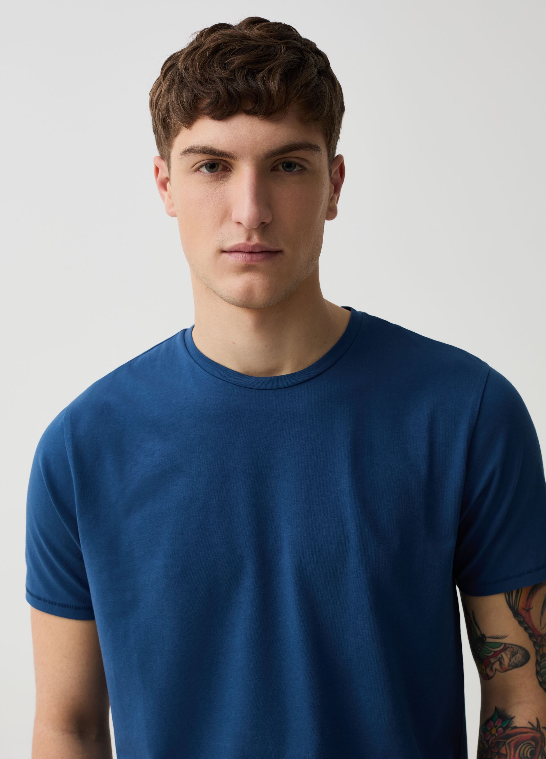 Slim-fit T-shirt in stretch organic cotton