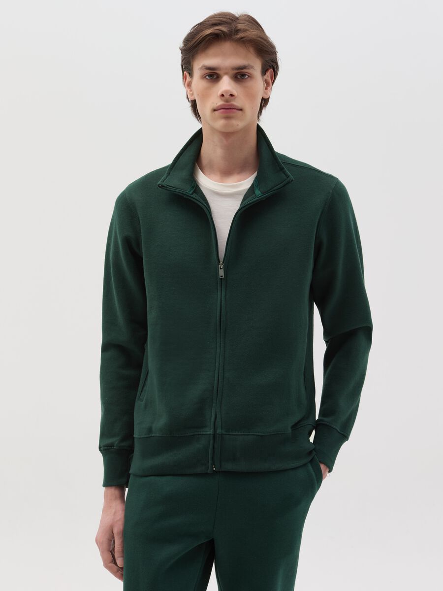 Fleece full-zip sweatshirt with high neck_0