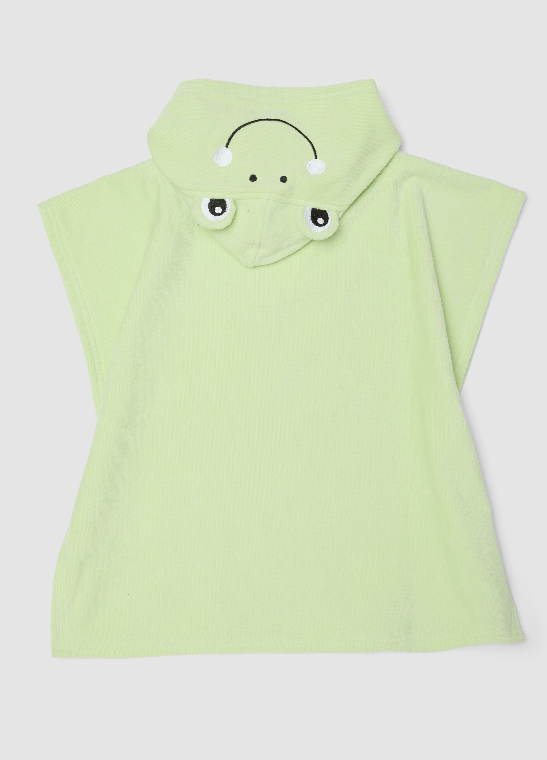 Green pure cotton baby beach poncho with hood