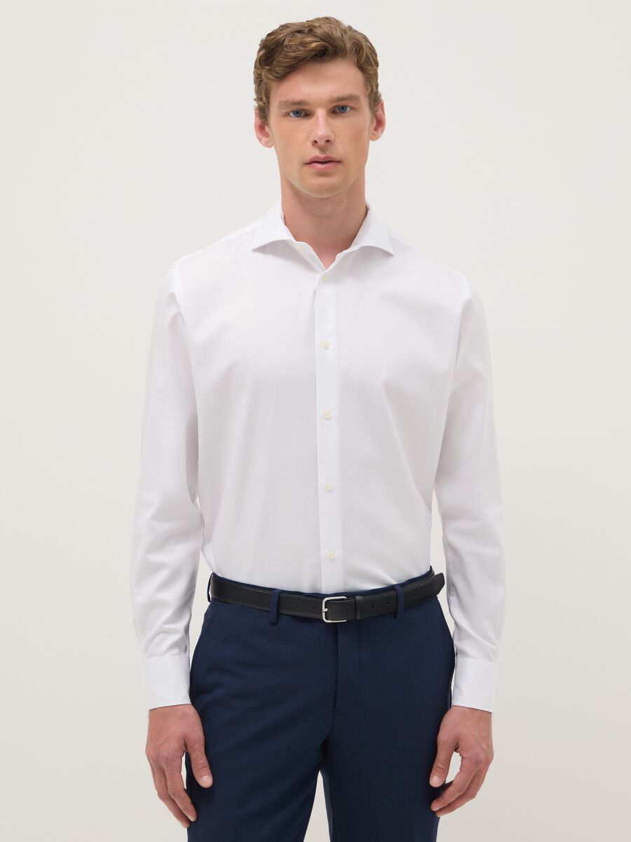 White long sleeve shirt in pure cotton, regular fit_0