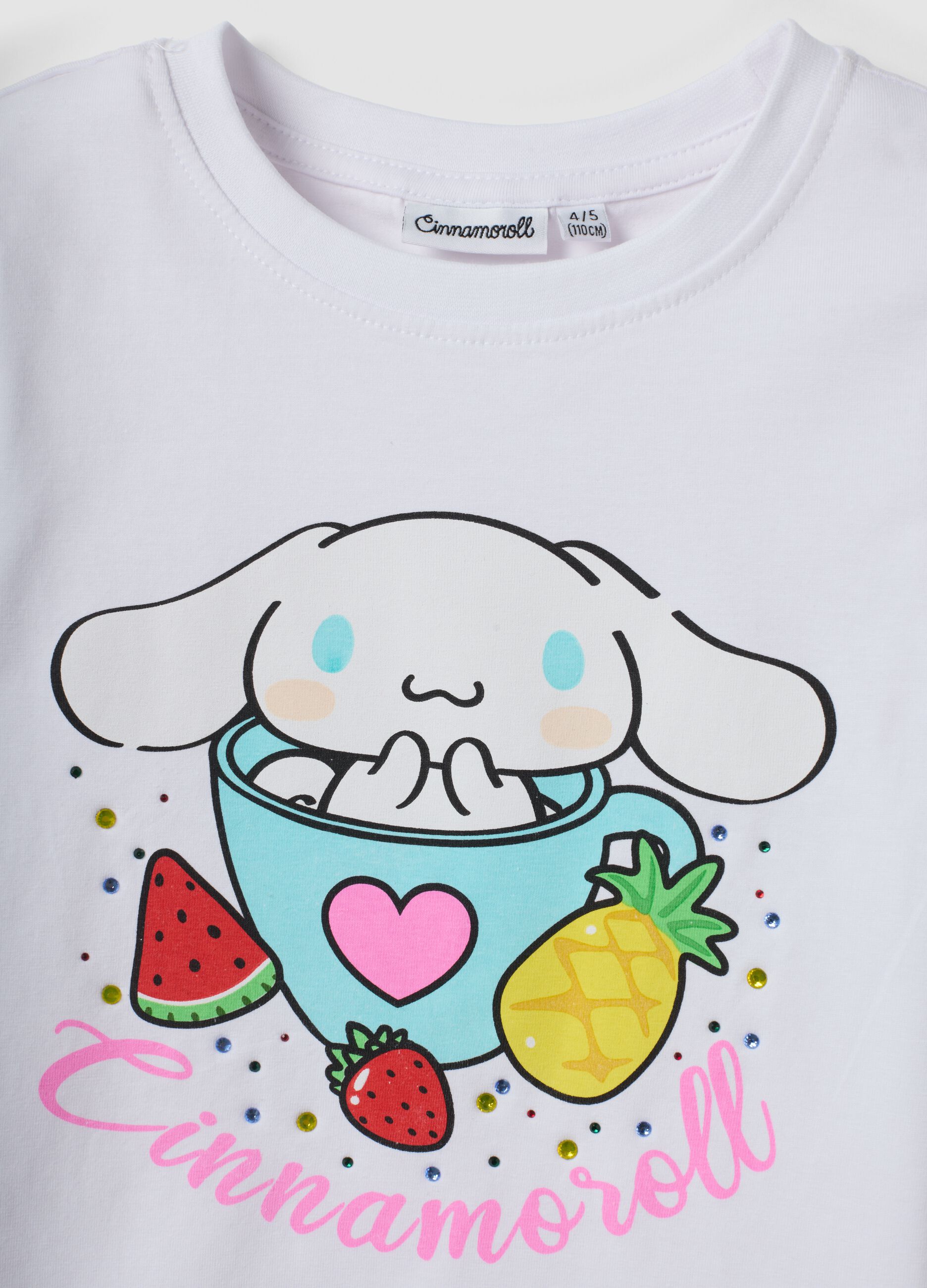 White stretch cotton short-sleeve T-shirt