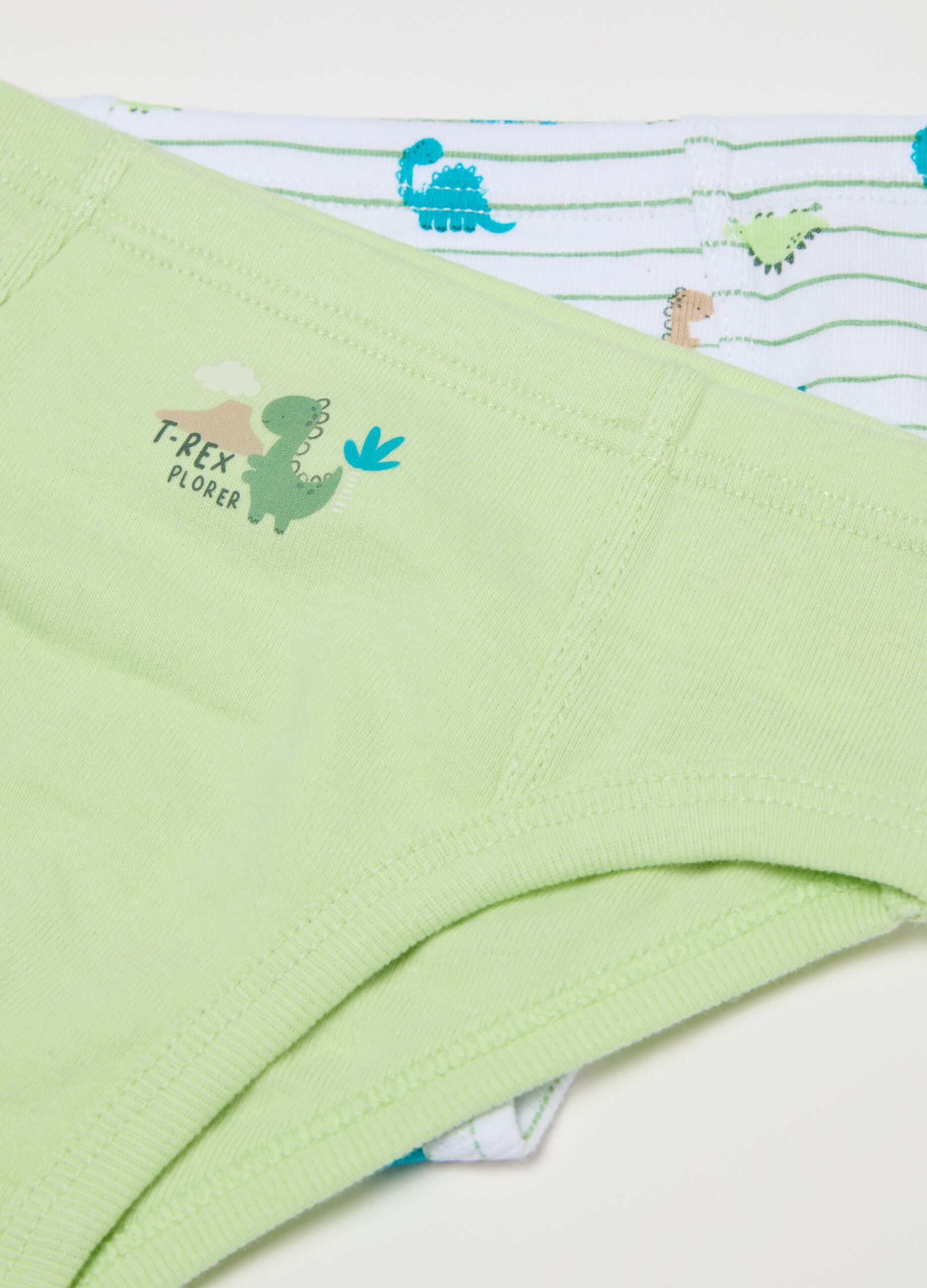 Bipack slip in cotone con stampa dinosauri 