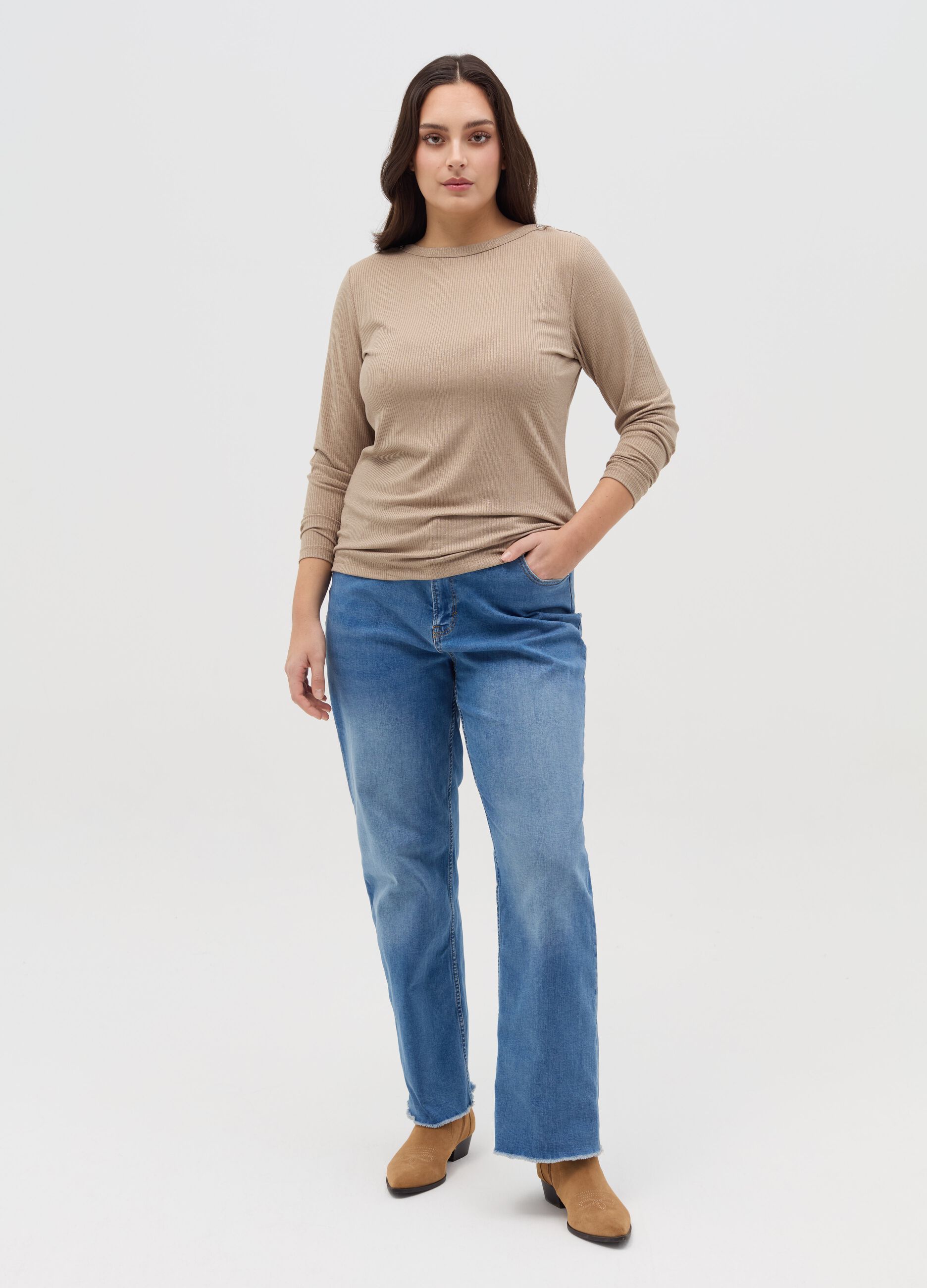 Curvy ribbed T-shirt in lurex