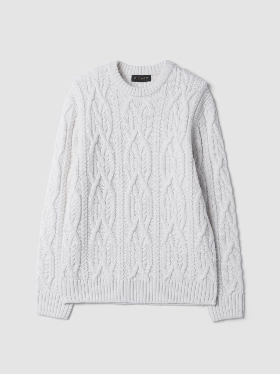 Maglia bianca in misto lana jacquard regular fit_4