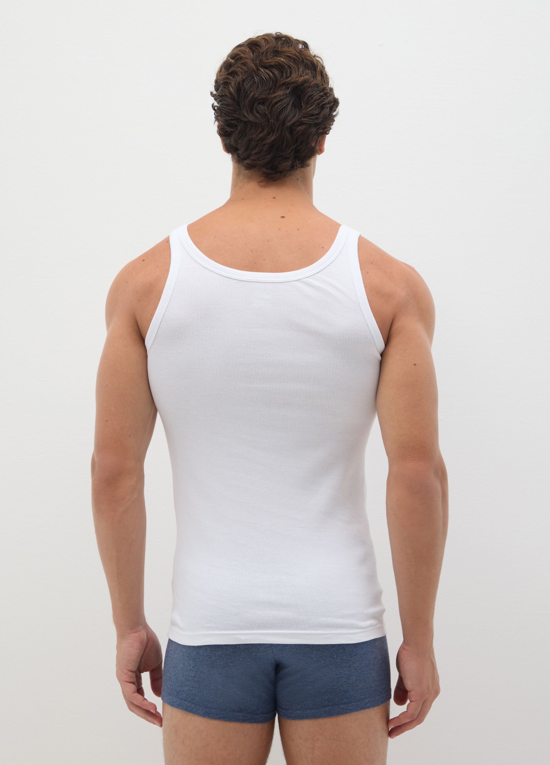 Men's White Cotton Vests Twin Pack