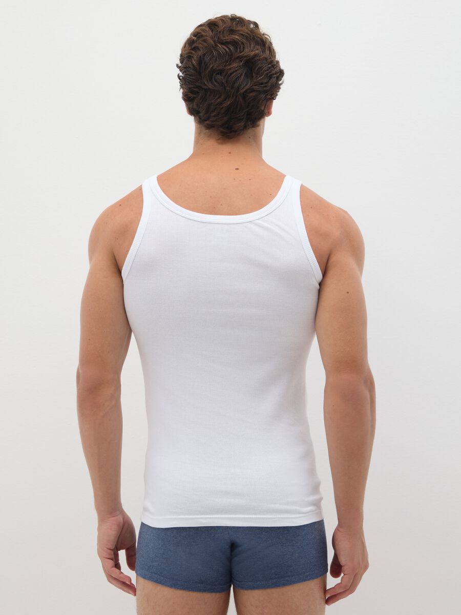 Men's White Cotton Vests Twin Pack_2