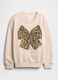 Beige Sweatshirt with Leopard Bow_0