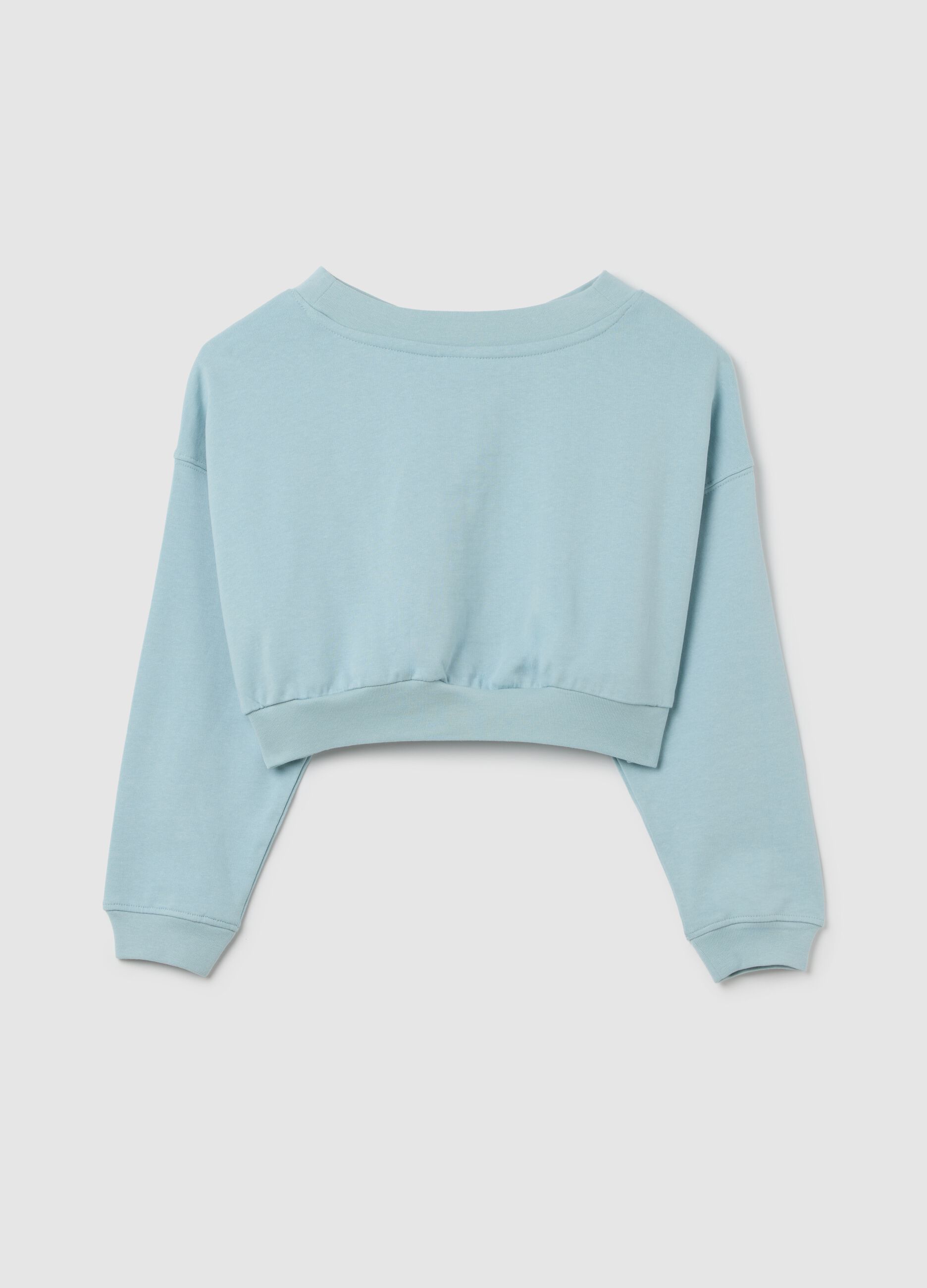 Girls’ light blue regular fit cropped sweatshirt in 100% cotton