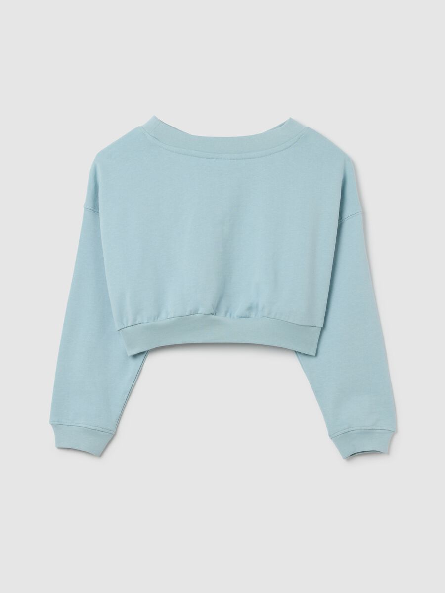 Girls’ light blue regular fit cropped sweatshirt in 100% cotton_4
