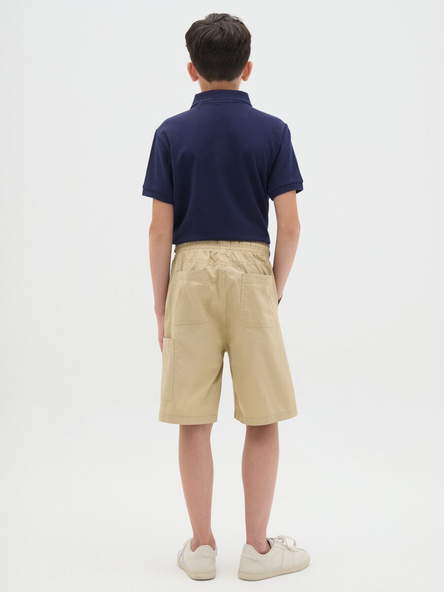 Beige pure cotton shorts for boys_3
