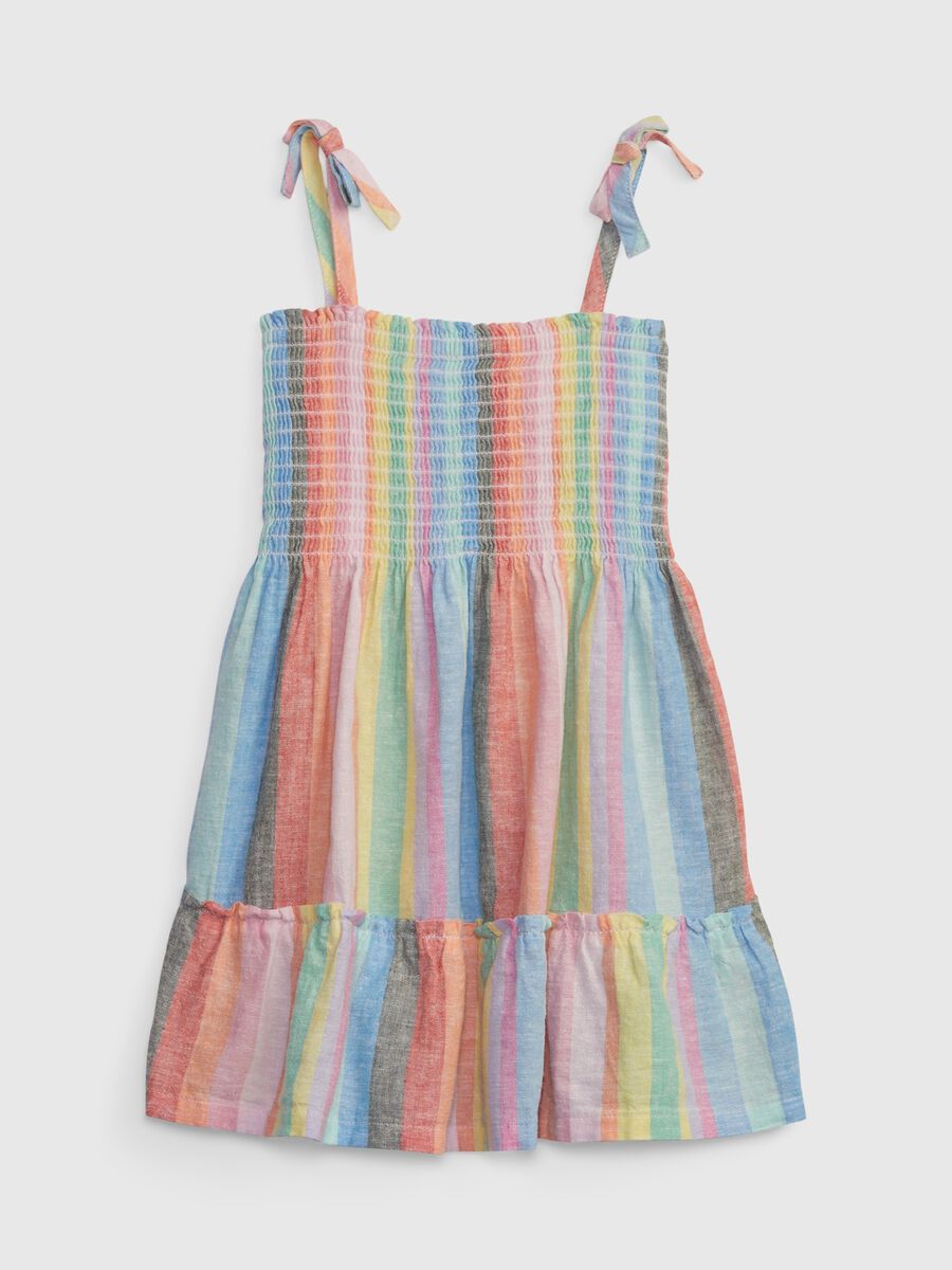 Striped dress in linen and cotton_0