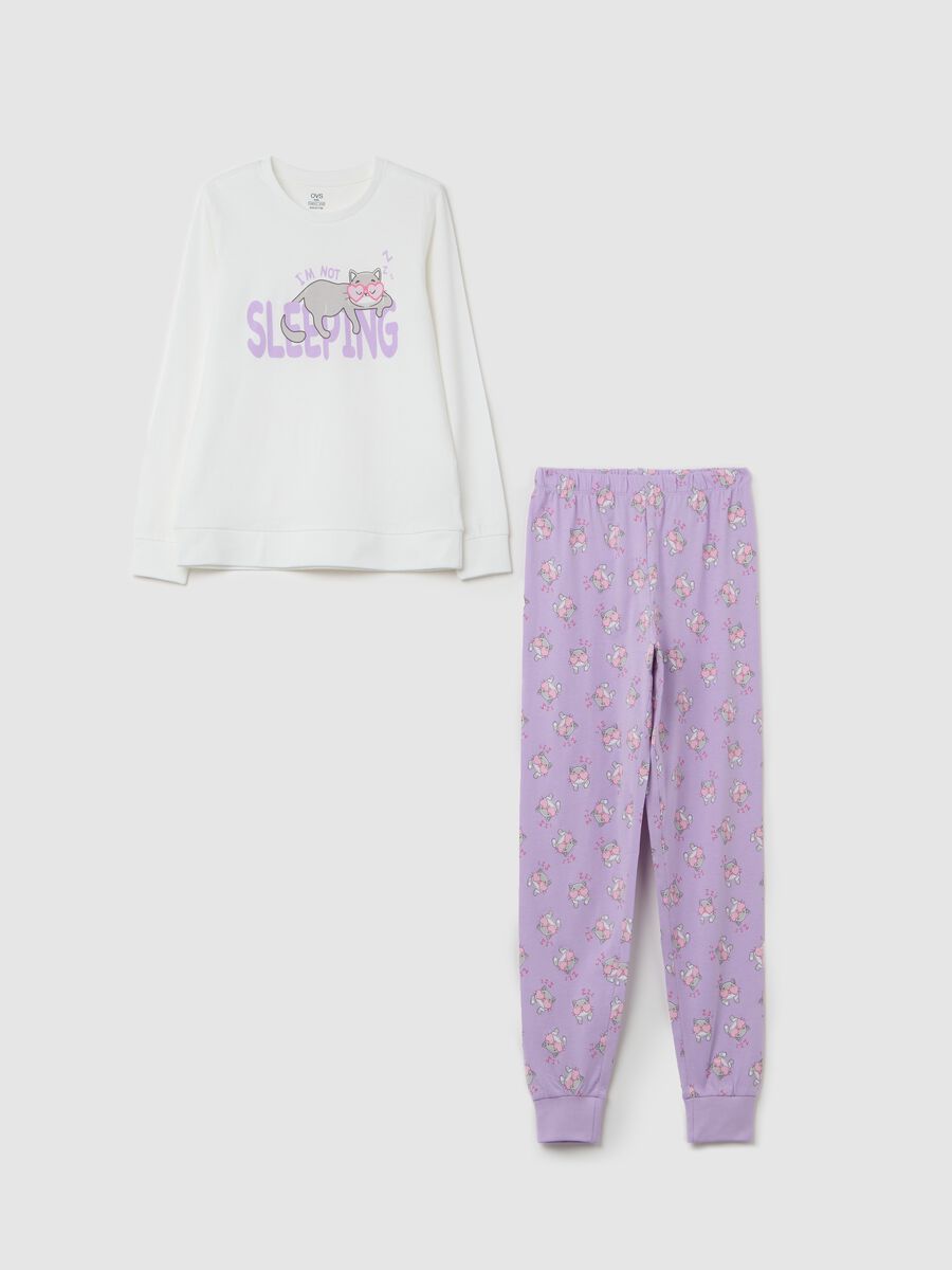 Cotton pyjamas with "I'm not sleeping" print_0